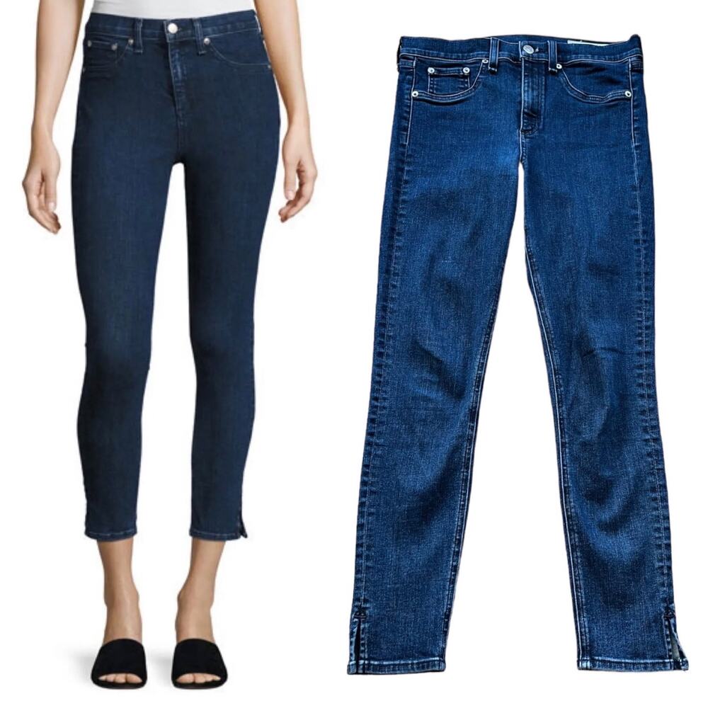 RAG & BONE Jeans 10 inch Capri with Slit Clean Dark Paz Skinny Blue 28 EUC